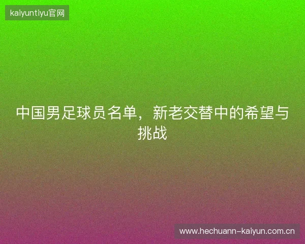 中国男足球员名单，新老交替中的希望与挑战